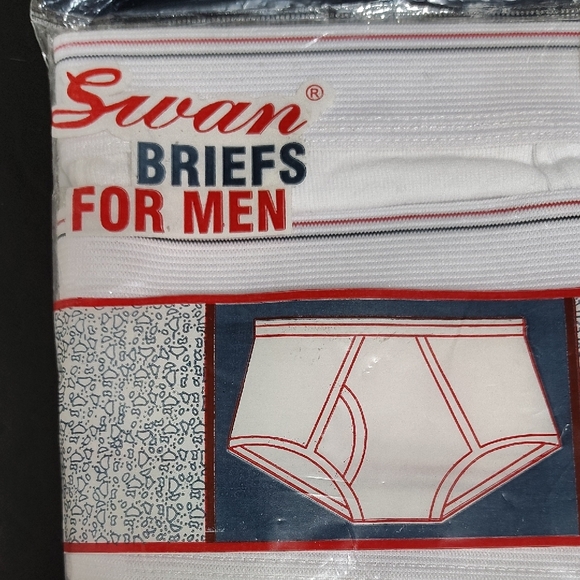 VINTAGE Swan Men's White Briefs - 3 Pack Sz 28-30 100% Cotton - Picture 4 of 7